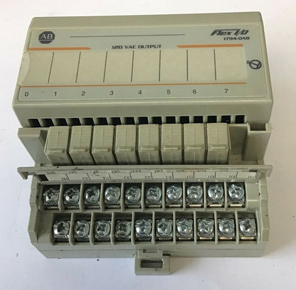 ALLEN BRADLEY 1794-OA8 OUTPUT 120VAC W/ 1794-TBNF/A TERMINAL BLOCK