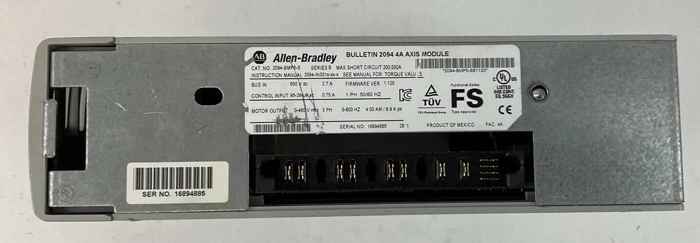 ALLEN BRADLEY 2094-BMP5-S SER B FIRMWARE VER 1.120 BULLETIN 2094 4A AXIS MODULE