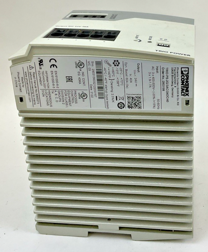 PHOENIX CONTACT TRIO-PS-2G/3AC/24DC/40 POWER SUPPLY 50-60HZ