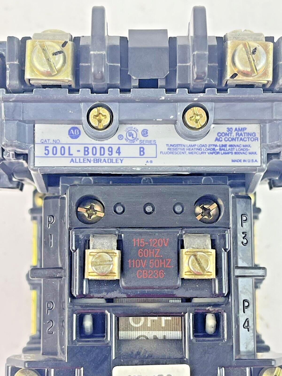 ALLEN BRADLEY - 500FL-BOD94 SER. B - AC CONTACTOR -30 AMP, 600 VAC