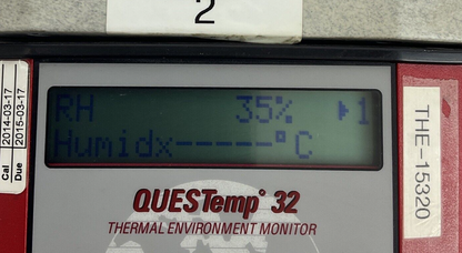 QUEST TECHNOLOGIES THE-15320 THERMAL ENVIROMENT MONITOR QUESTEMP 32 TPF050010