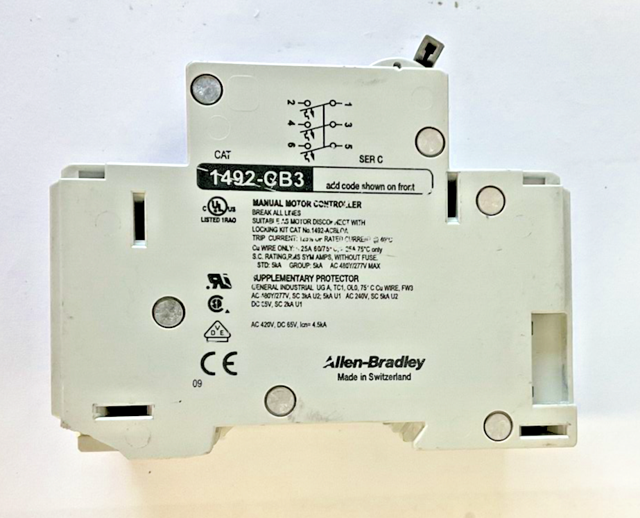 ALLEN BRADLEY 1492-CB3G060 CIRCUIT BREAKER 6A 3HP SER.C ***LOTOF3***