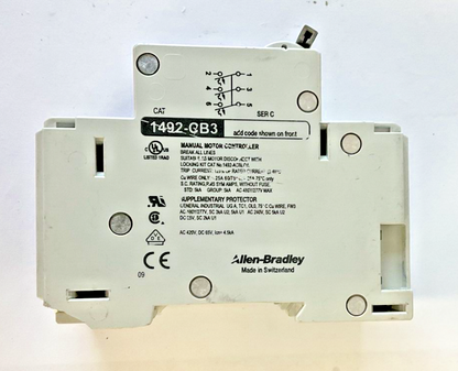 ALLEN BRADLEY 1492-CB3G060 CIRCUIT BREAKER 6A 3HP SER.C ***LOTOF3***