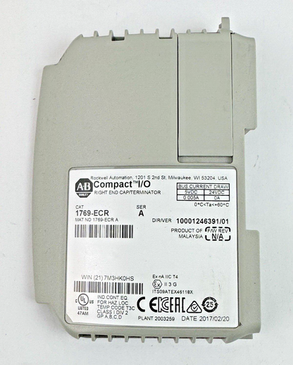 ALLEN-BRADLEY *LOT OF 5* - 1769-ECR SER. A F/W REV. N/A - COMPACT I/O RIGHT END
