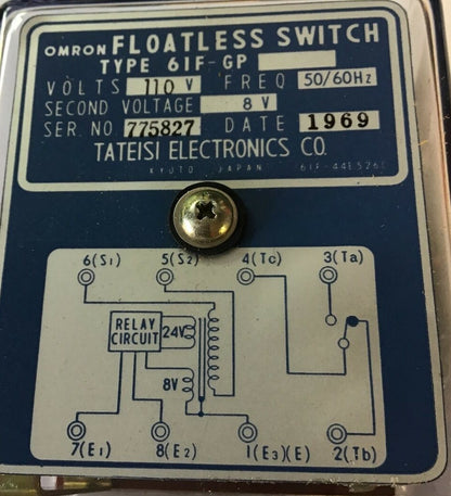 OMRON 61F-GP FLOATLESS SWITCH 110VAC 50/60HZ
