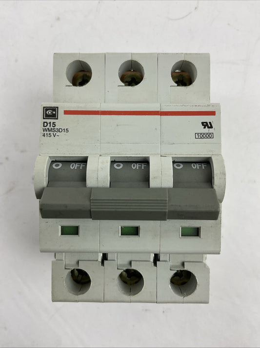 CUTLER HAMMER WMS3D15 CIRCUIT BREAKER 15A 3POLE 415VAC