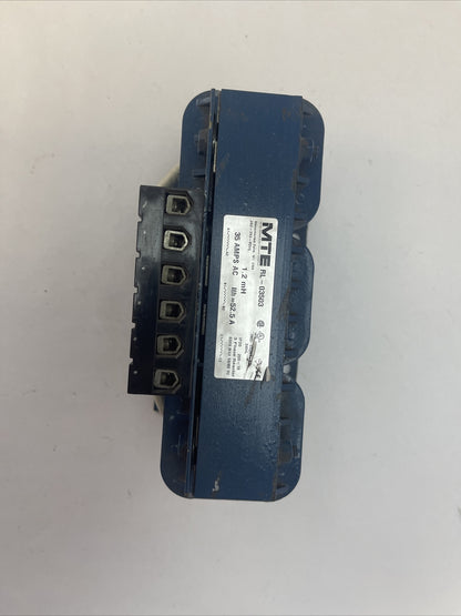 MTE RL-03503 3 PHASE REACTOR 600V 50/60HZ 1.2mH 35 AMPS AC Ith=52.5A