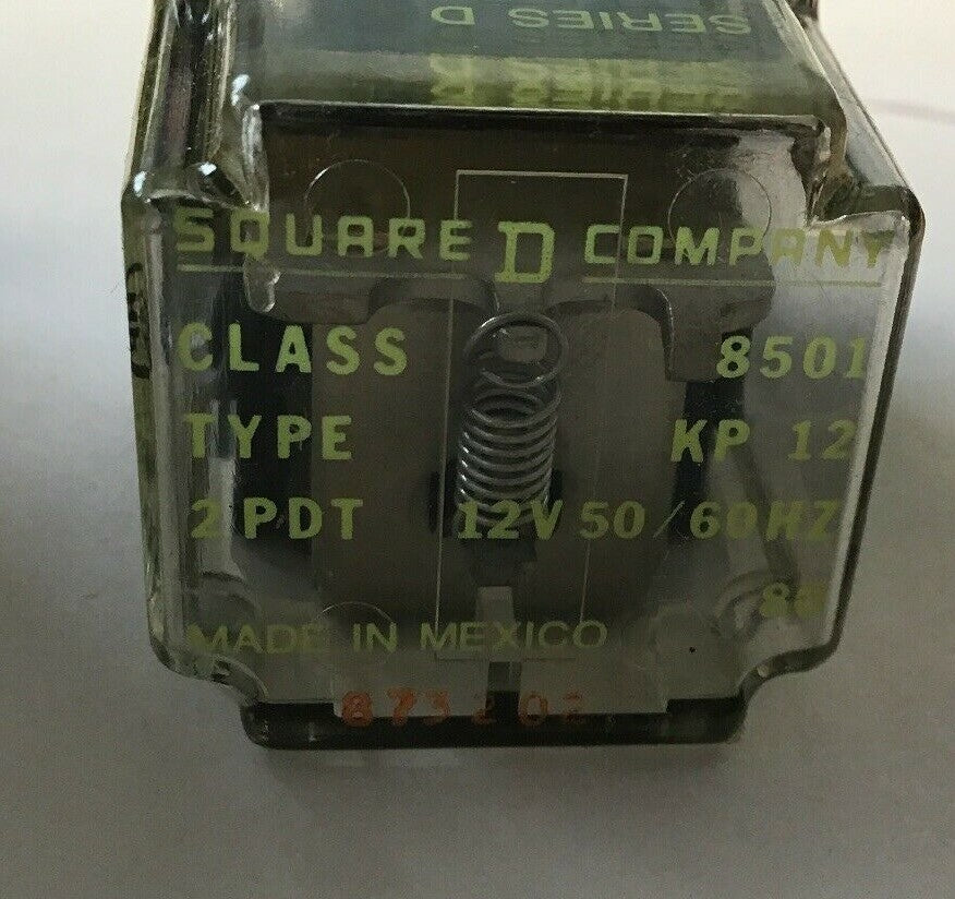 SQUARE D 8501 KP-12 GENERAL PURPOSE RELAY CONTACTS DPDT 10A COIL 12V 50/60HZ