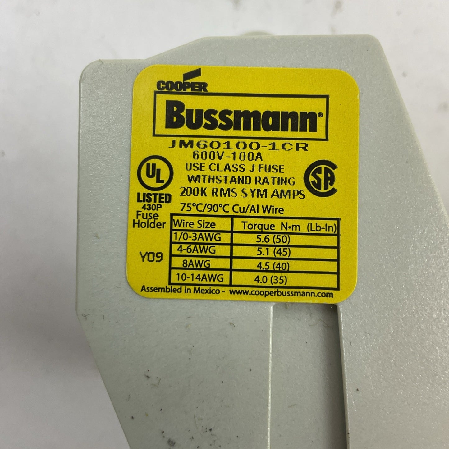 BUSSMANN JM60100-1CR FUSE HOLDER 600V 100A 1POLE