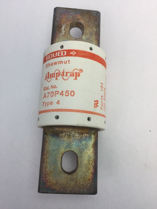 GOULD SHAWMUT AMPTRAP A70P450 FUSE 450AMP 700 VOLTS TYPE 4 FORM 101