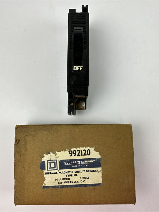 SQUARE D 992120 CIRCUIT BREAKER 125V 20AMP 1POLE TYPE ML