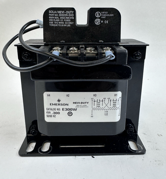 Emerson Sola Hevi-Duty E300W Control Transformer 1 PHASE 0.3 KVA 50/60 AT 220 V