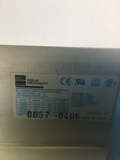 SOLA SLS+24-072T REGULATED POWER SUPPLY OUTPUT 24VDC 7.2A
