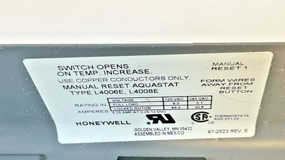 HONEYWELL L4006E1091  AQUASTAT CONTROLLER REV.E