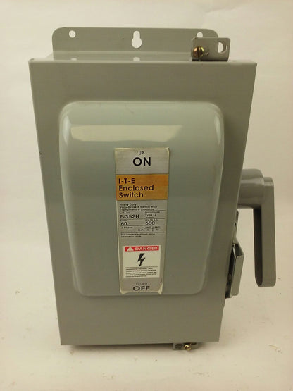ITE GOULD F352H, ENCLOSED SWITCH, 60A, 600V, FUSIBLE, TYPE 12, 3PH, 30 MAX H.P.