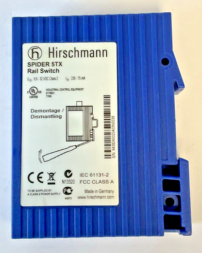 HIRSCHMANN SPIDER 5TX RAIL SWITCH 9,6-32VDC CLASS2