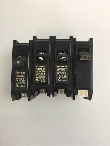 CHALLENGER/SYLVANIA C140 CIRCUIT BREAKER 40AMP 120/240VAC 1POLE (LOT OF 4)