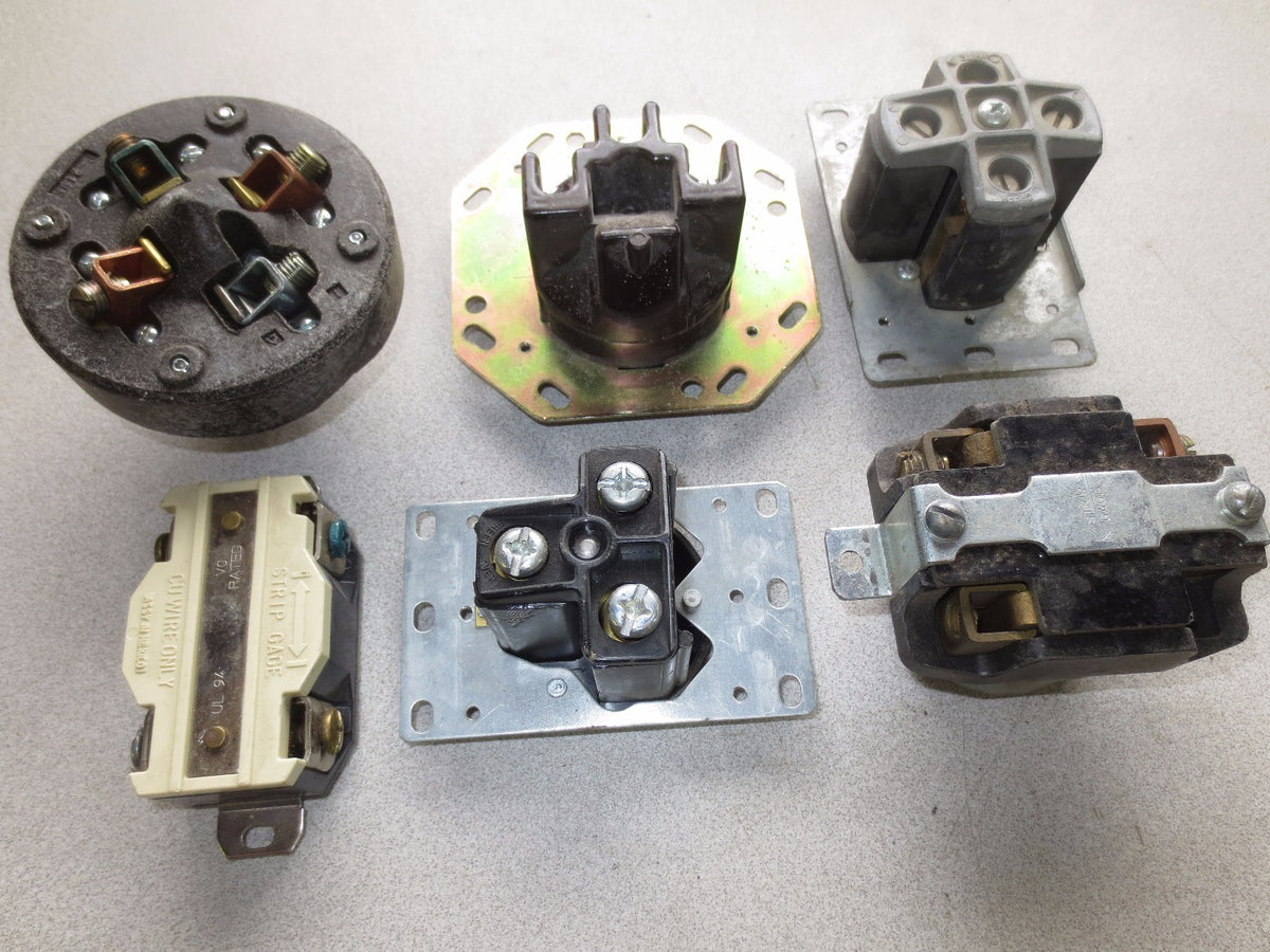 MIXED LOT - PLUG & RECEPTACLES - HUBBELL, LEVITON, PASS & SEYMOUR, GE - LOT of 6