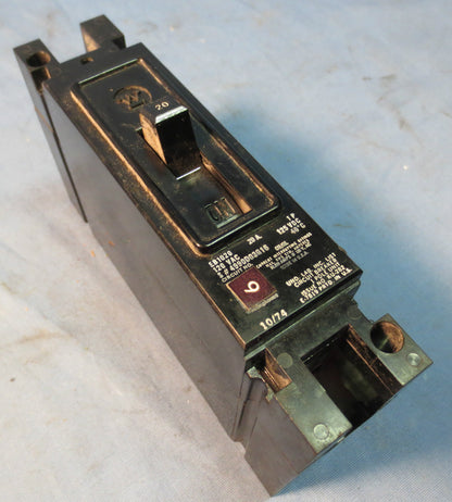 WESTINGHOUSE EB1020 CIRCUIT BREAKER,1 POLE 120VAC 125VDC 20 AMP - LOT of 2