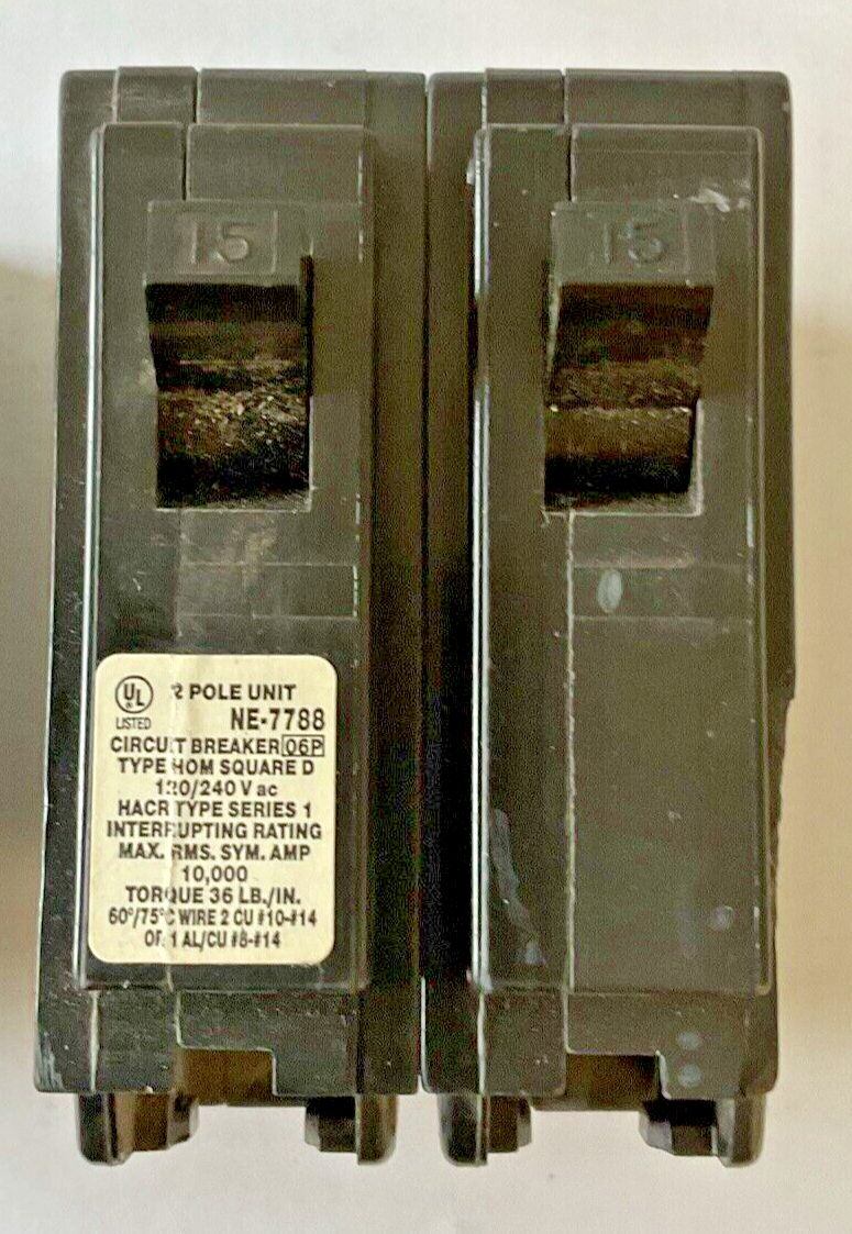 SQUARE D HOM215 & HOM260 CIRCUIT BREAKER 10KA 20A,60A 15A HAS CHIP***LOTOF2***