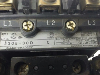 ALLEN BRADLEY, 520E-BOD , SER. C, STARTER, SIZE 1, 600V, 27A, 3PH, 120V COIL