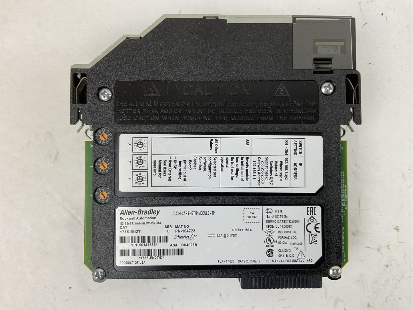 ALLEN BRADLEY 1756-EN2T SER D FW 10.007 CLX HI-CAP ENET/IP MODULE