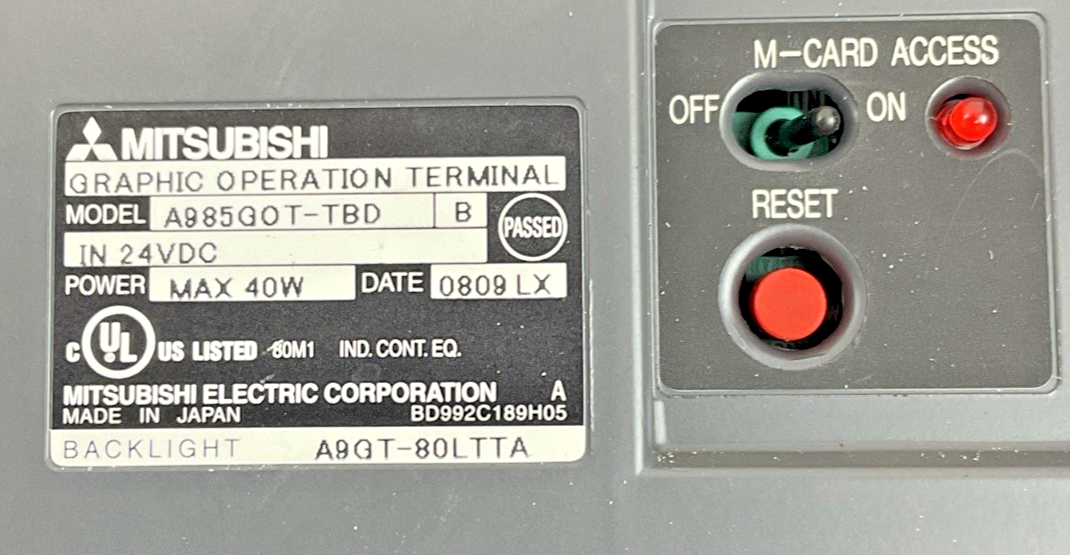MITSUBISHI A985GOT-TBD TOUCH PANEL SER.B 24VDC 40W
