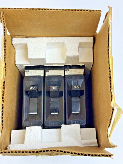 FPE *BOX OF 3* - NE113030 - CIRCUIT BREAKERS - 1 POLE/120VAC/30A, LJ-7242 - NEW