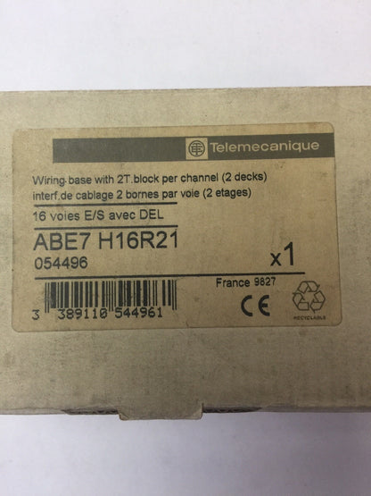 TELEMECANIQUE ABE7 H16R21 WIRING BASE W/2T. BLOCK PER CHANNEL (2 DECKS) 30VDC