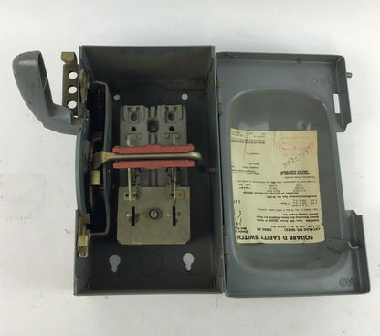 SQUARE D H-221 SAFETY SWITCH SER.A2 30A 240VAC/250VDC 5HP