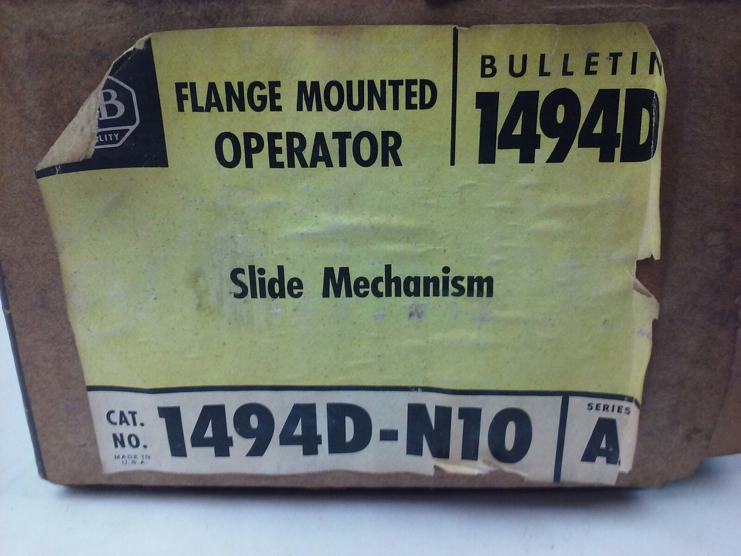 ALLEN BRADLEY 1494D-N10 SER. A FLANGE MOUNTED OPERATOR, SLIDE MECHANISM, 1494D