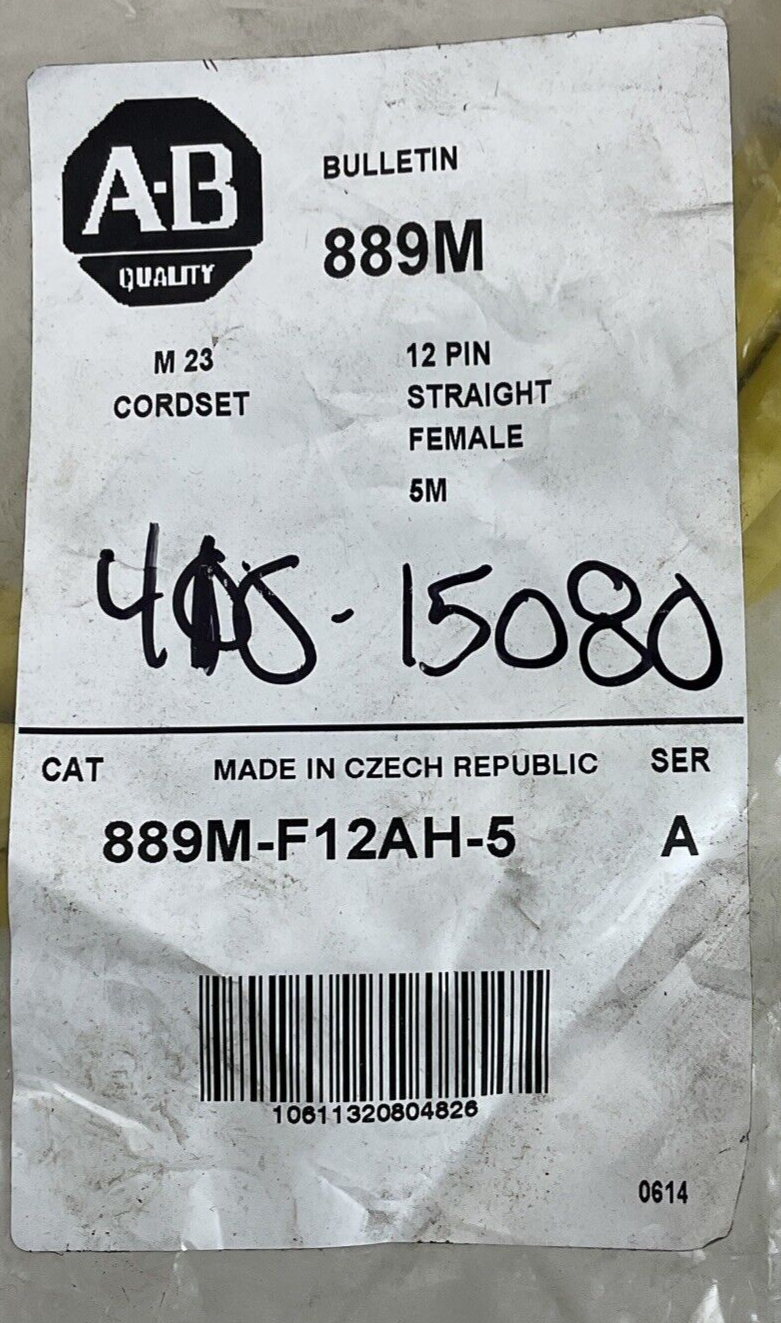 ALLEN BRADLEY 889M-F12AH-5 CORDSET SER.A 250V 8A 12PIN