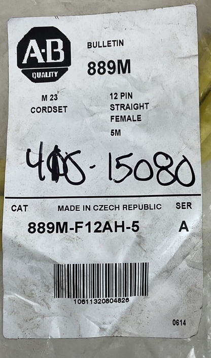 ALLEN BRADLEY 889M-F12AH-5 CORDSET SER.A 250V 8A 12PIN