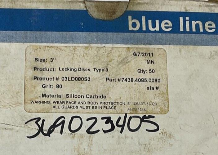 BLUE LINE 03LD080S3 LOCKING DISCS TYPE3 80GRIT QTY25  120GRIT QTY2 3"