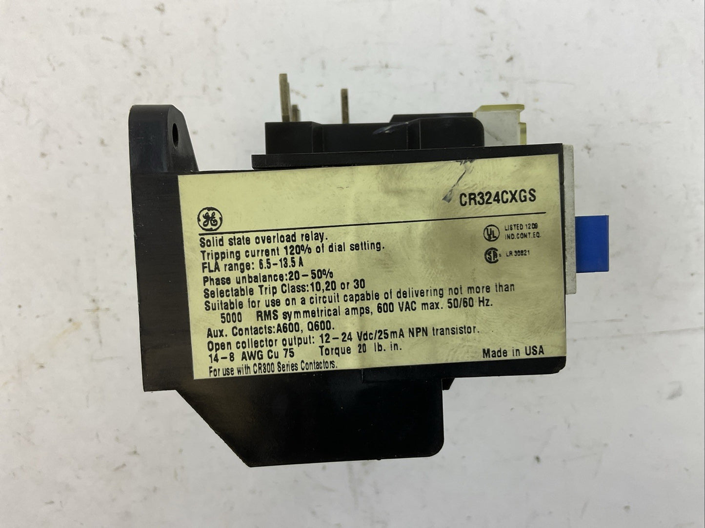 GE CR324CXGS SOLID STATE OVERLOAD RELAY 6.5-13.5A