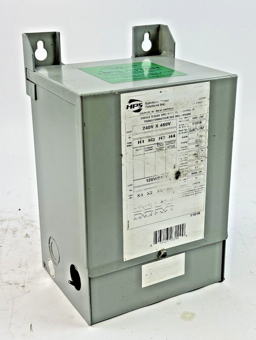 HPS HAMMOND POWER SOLUTIONS - Q003LEKF - SINGLE PHASE DRY TYPE TRANSFORMER