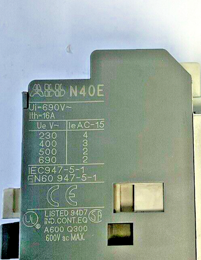 ABB N40E CONTACTOR RELAY 690VAC 16A