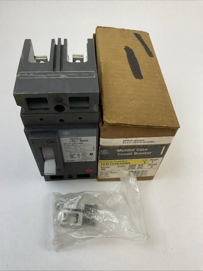GE TED124040WL MOLDED CASE CIRCUIT BREAKER 40AMP 480VAC 250VDC 2POLE