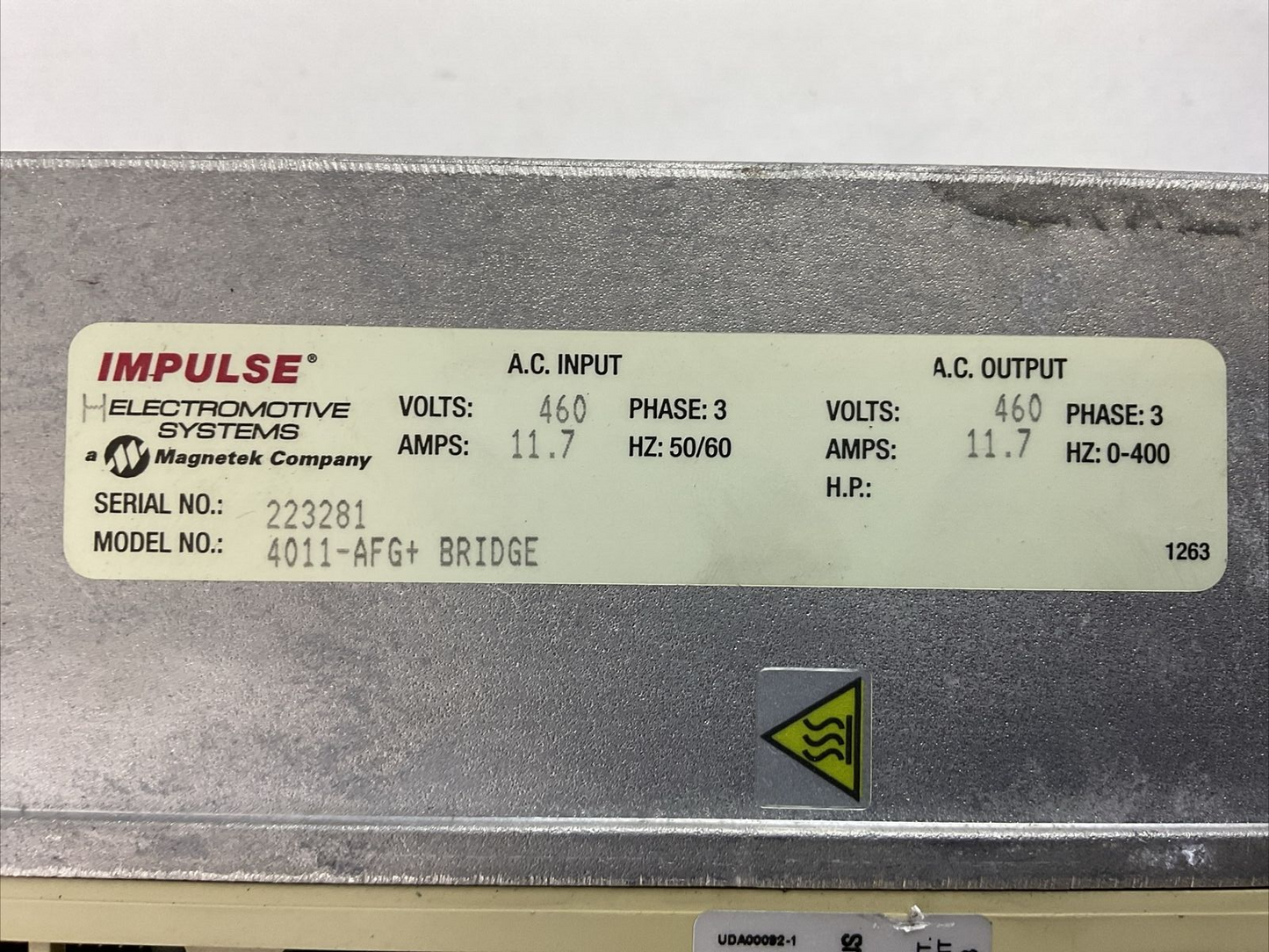 IMPULSE G+ CIMR-G5M44P0 ADJUSTABLE FREQUENCY DRIVE 4011-AFG+ 11.7A 460VAC 3PH