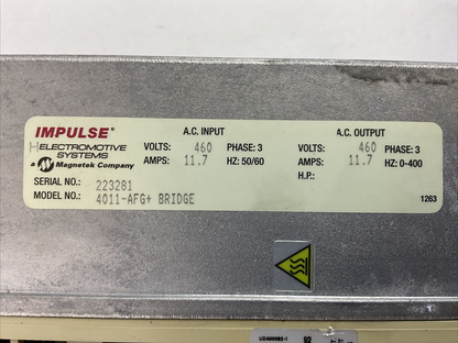 IMPULSE G+ CIMR-G5M44P0 ADJUSTABLE FREQUENCY DRIVE 4011-AFG+ 11.7A 460VAC 3PH