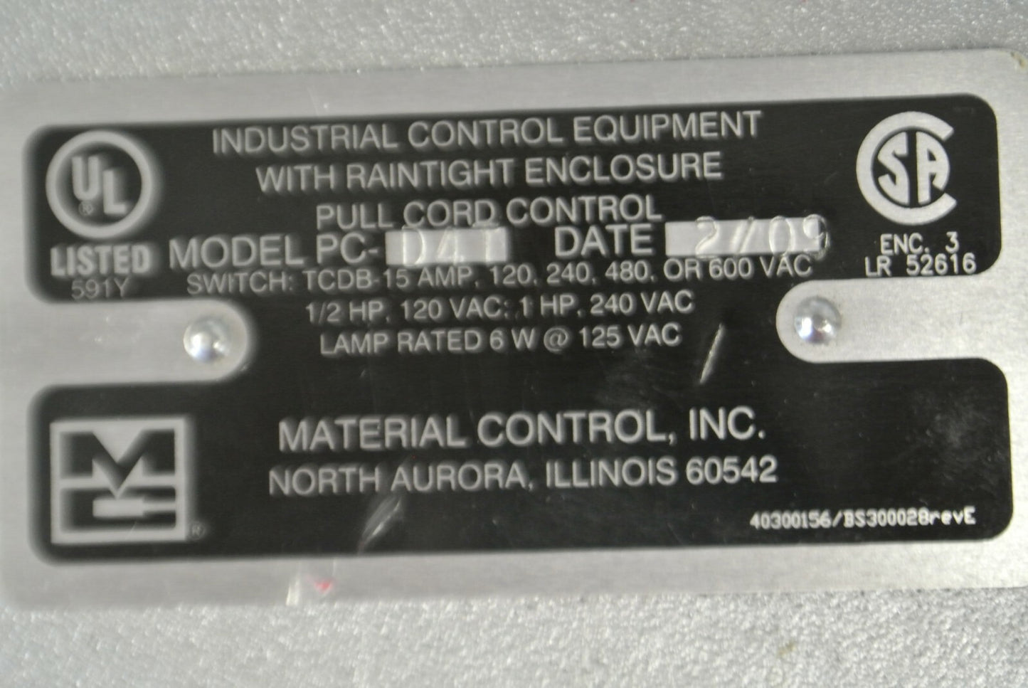 MATERIAL CONTROL PC-D4T / PCD-4T PULL-CORD SWITCH / DOUBLE SIDED PULL  APPLETON?