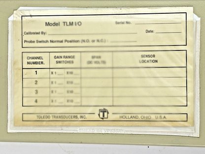 TOLEDO TRANSDUCERS - TLM-1 - TLM I/O LOAD MODULE - .1A@120VAC, .05A@240VAC