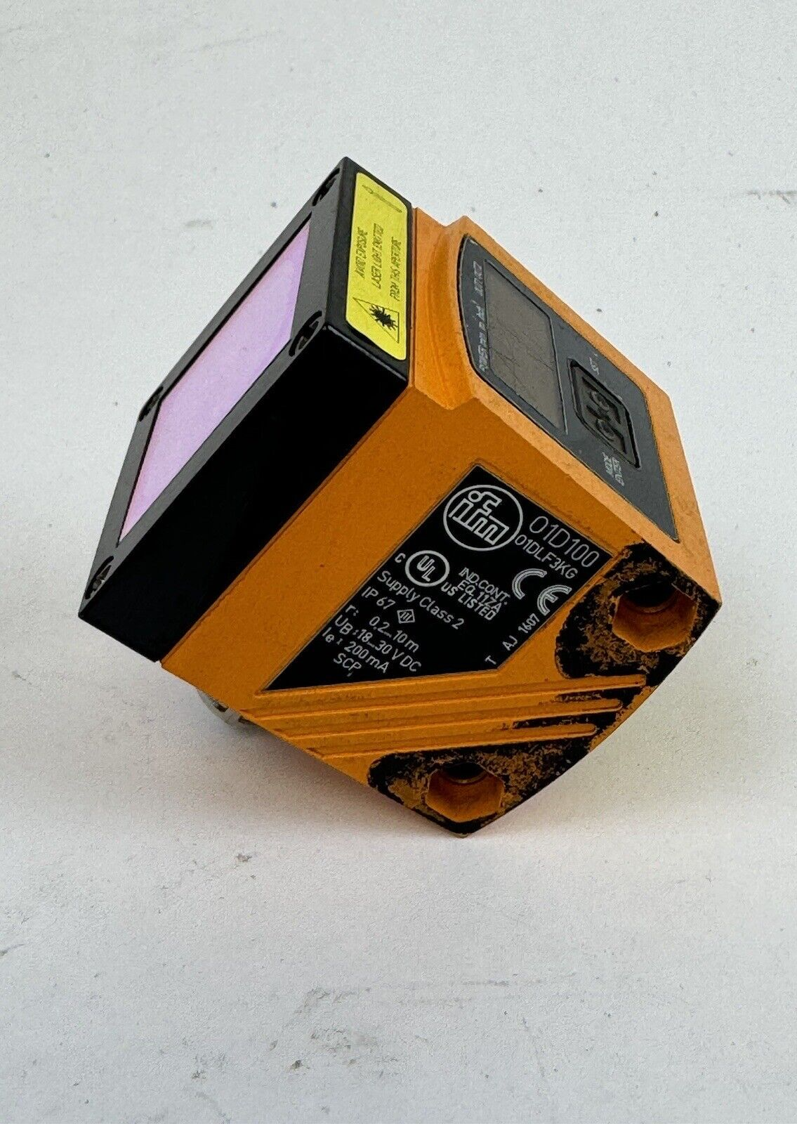 IFM - 01D100 - 01DLF3KG - LASER DISTANCE SENSOR - RANGE: 0.2-10 M, 30VDC, 4 PIN
