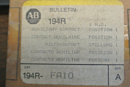 LOT of 5 / ALLEN-BRADLEY 194R-FA10 / AUXILIARY CONTACT / 1 N.O . / NEW SURPLUS