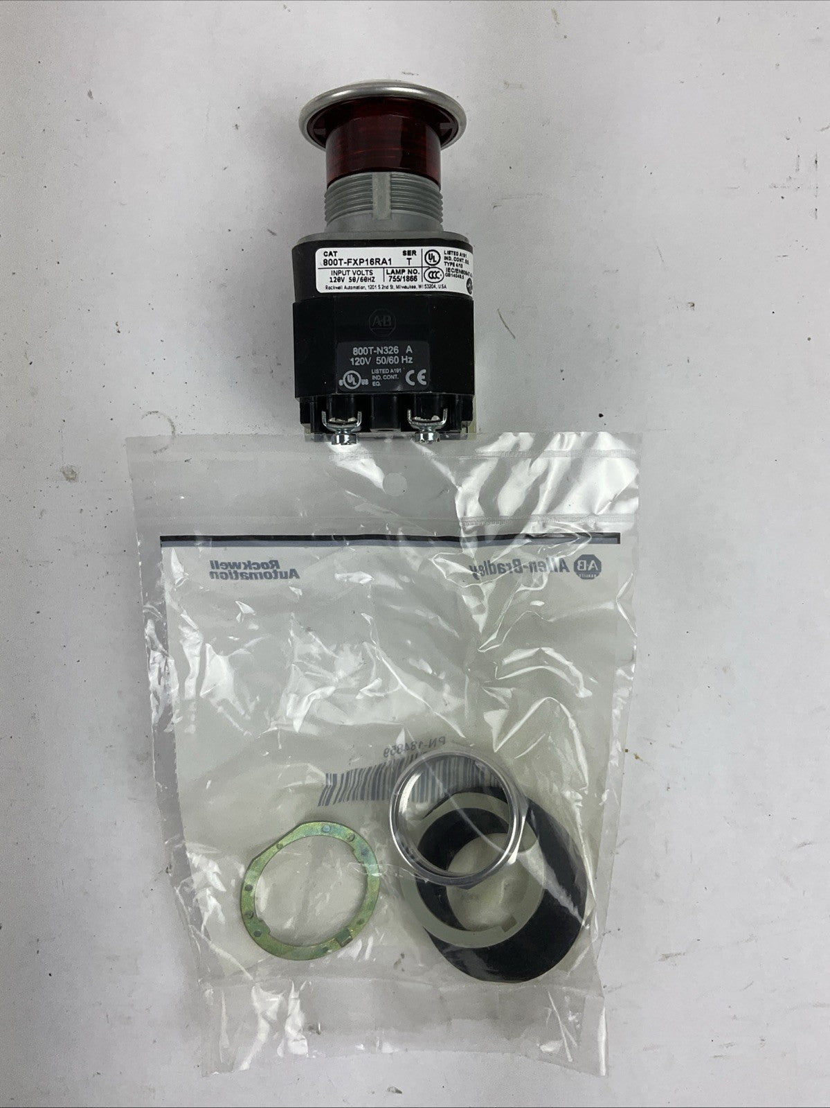 ALLEN BRADLEY 800T-FXP16RA1 SER T 120VAC 30mm PUSH-PULL ILLUMINATED RED