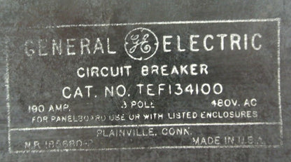 GENERAL ELECTRIC TEF134100 CIRCUIT BREAKER / 480VAC / 100A / 3-POLE