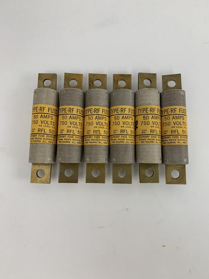 Economy Fuse RFL50 50A 750V Type-RF Fuse "Lot of 6"