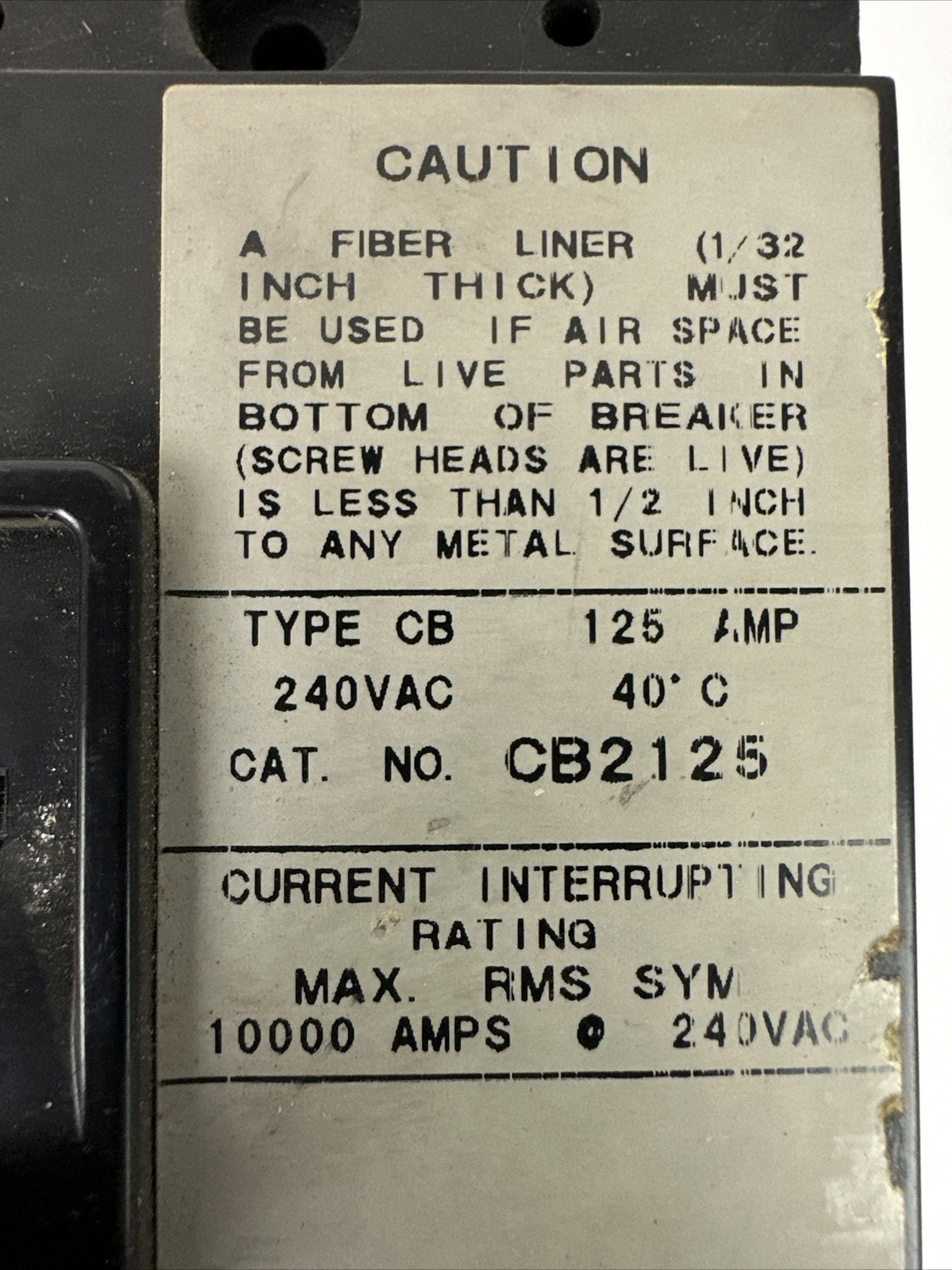 CHALLENGER CB2125 CIRCUIT BREAKER 125AMP 240VAC 2POLE