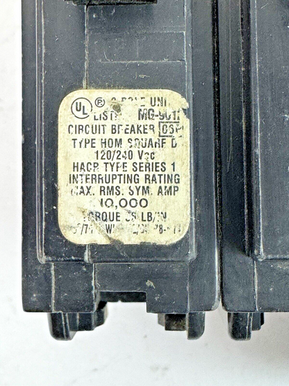 SQUARE D **LOT OF 2** HOM225 - CIRCUIT BREAKERS - 2 POLE/ 25 A/ 240 VAC