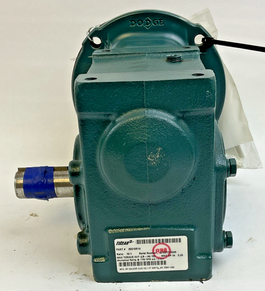 DODGE 20Q10R14 TIGEAR-2 GEAR REDUCER RATIO 10:1 1750RPM 2.25HP *HAS SHELF WEAR*